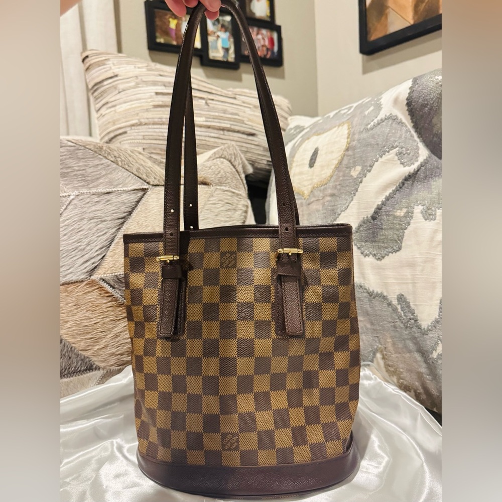 Louis Vuitton Damier Ebene Tote with Brown Accents